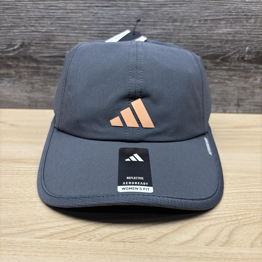 Adidas Hat Cap Strap Back Womens One Size Grey AEROREADY Reflective Running NWT